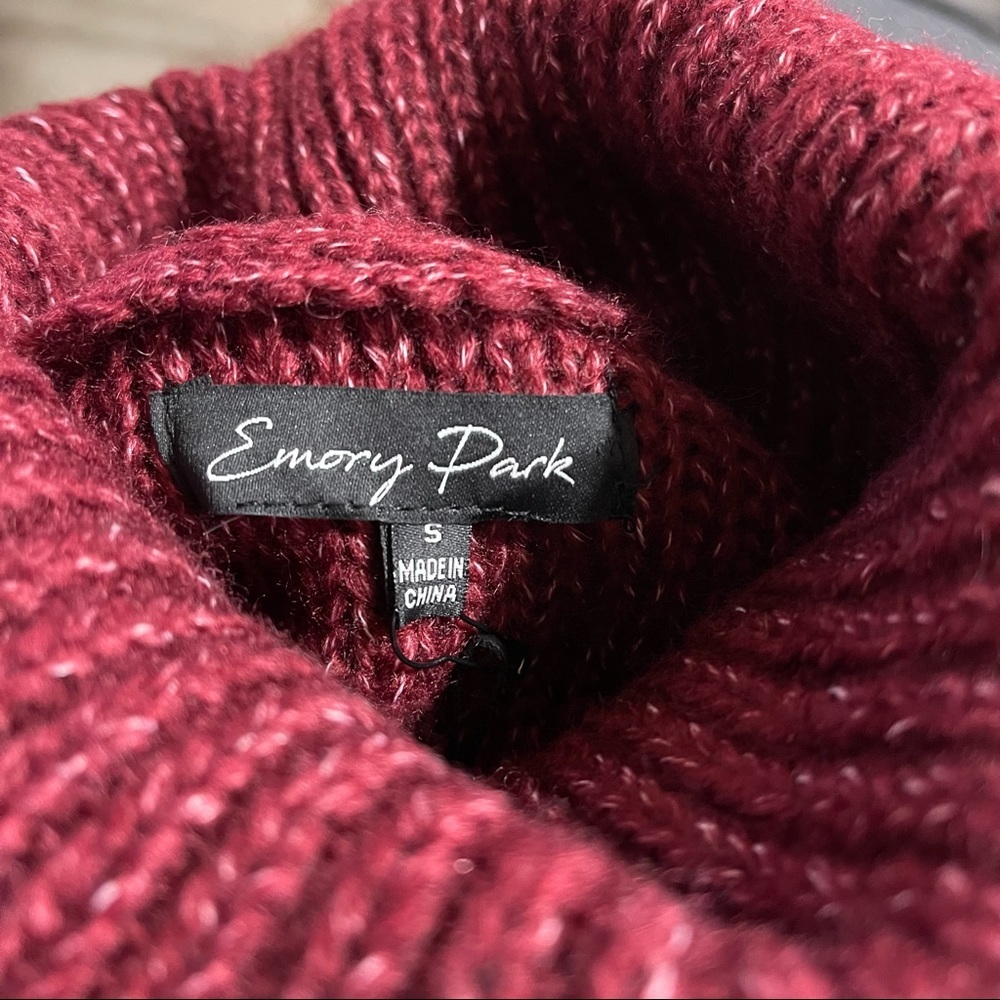 Emory Park Cable Knit Turtleneck Sweaterdress Size S In Burgundy NWT - Picture 10 of 11